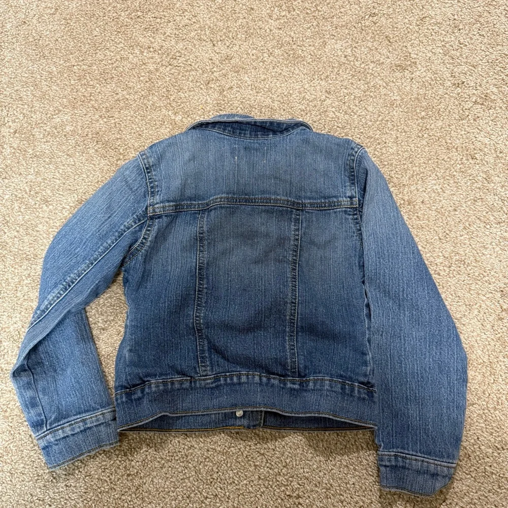 Old Navy Girls Stretch Button Front Jean Denim Jacket Dark Stone Wash Small 6/7‎